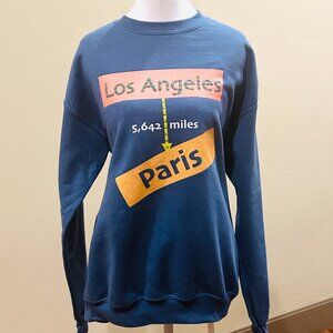 ALLA BERMAN BLUE BEADED SWEATSHIRT MEDIUM NWOT